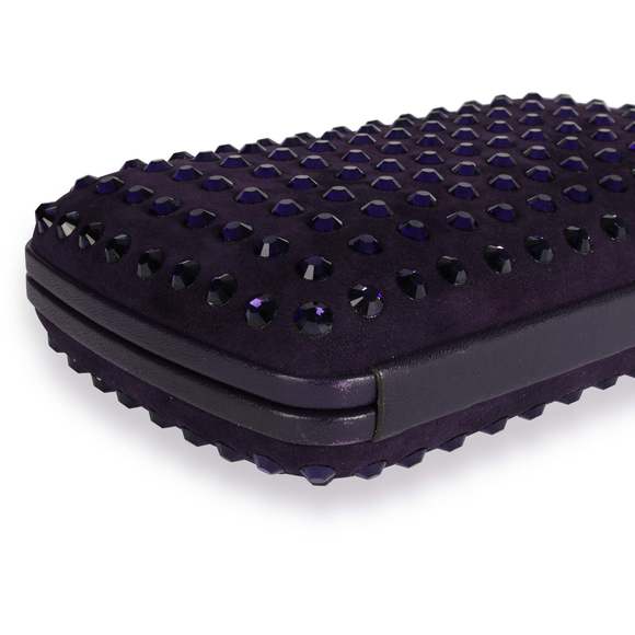 Gucci Purple Suede & Crystal Studded Broadway Box Clutch - Picture 6 of 7